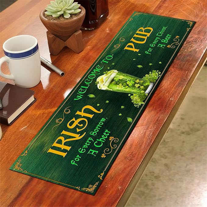 THUYPT Personalized Irish Drying Mat for St Patrick's Day Decor Irish Bar Pub Accessories Spill Mat Countertop Bar Shamrock Dish Drying Mat for Bar Counter Absorbent Coffee Maker (12)