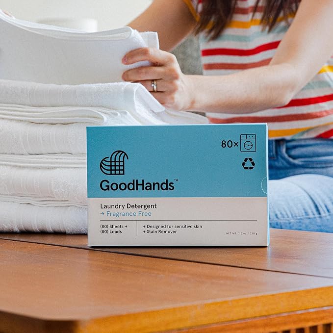 GoodHands Laundry Detergent Sheets – Tough on Stains Gentle on Skin – Travel Size Laundry Detergent Unscented Eco-Friendly &amp Hypoallergenic – 8 Boxes (640 Loads)