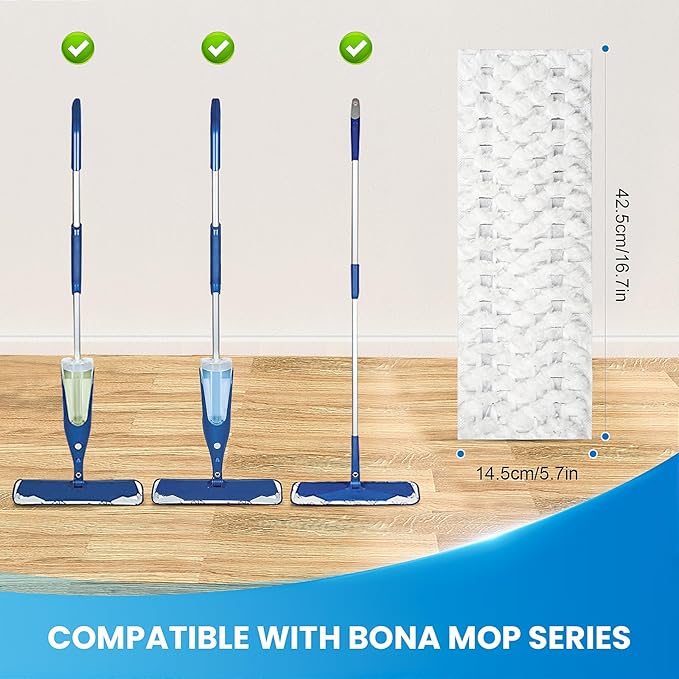 50 Pack Disposable Microfiber Cleaning Mop Pads for Bona Mop Series Heavy Duty Disposable Sweeping Pad Replacement Refill