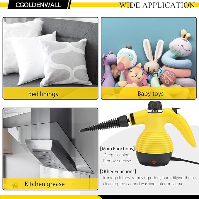 CGOLDENWALL Handheld Steam Cleaner Pressurized steamer Portable Cleaning Machine for Stubborn Stains Removal Multi-Purpose Cute Household Cleaning Machine