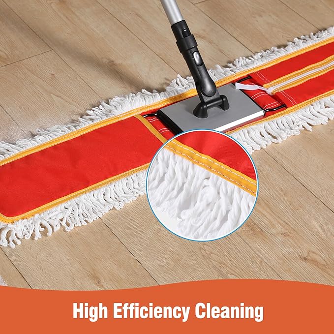 Heavy-Duty 36 Commercial Dust Mop &amp Floor Sweeper - Extra Wide Wet/Dry Hardwood Floor Cleaner with 59 Long Handle Washable Microfiber and Oxford Mop Pad