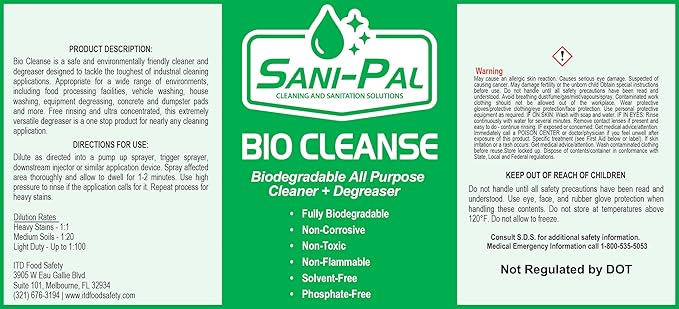 Bio-Cleanse safe and environmentally friendly cleaner and degreaser designed to tackle the toughest of industrial cleaning applications 128 fl oz Fresh Scent