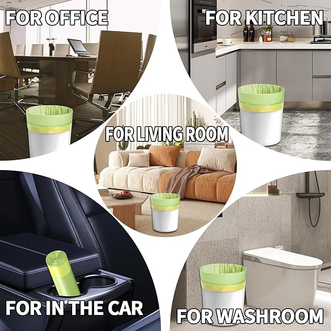 4 Gallon green Trash Bags - Drawstring small trash Bags for Bathroom Kitchen Bedroom Office 200Count Durable &amp Thick Trash Bag
