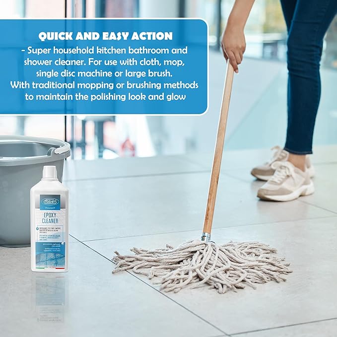 FABER Epoxy Remover – Epoxy Resin Haze Remover and Post Construction Cement Grout Cleaner to Renew Refresh &amp Restore Natural Shine of Porcelain Ceramic Tile Floor - Heavy Duty Alkaline Compound