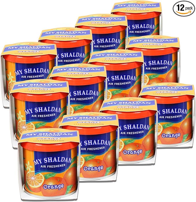 Pack of 12 My Shaldan Japanese Car Cup-Holder Natural Air Freshener Cans (Orange Scented)