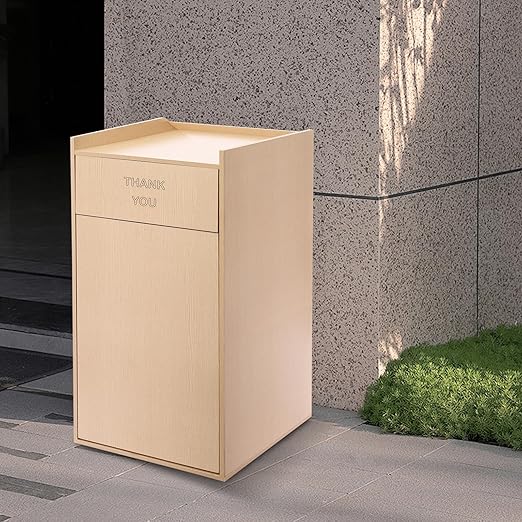 TFCFL Wooden Trash Can with Tray TopCommercial Trash Can Cabinet and Garbage ReceptacleCommercial Grade Rubbish Bin for Office Cafeteria Restaurant (Wood Color)
