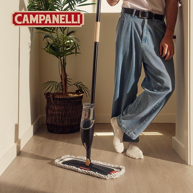 CAMPANELLI Pro Series Spray Mops for Floor Cleaning - Long-Lasting Durable Microfiber Mop with 2 Easy Glide Pads &amp Solution Tank for Hardwood Laminate Tile and Vinyl Floors | 19 Wide