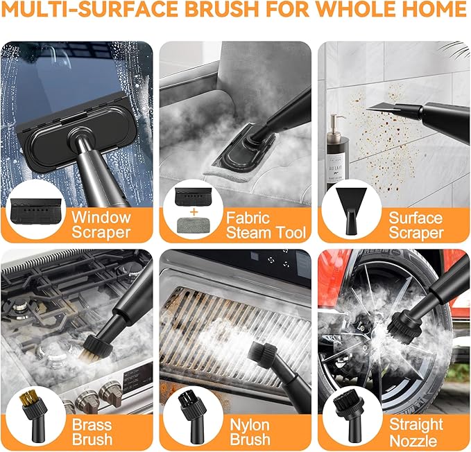 KingSom Handheld Steam Cleaner6-Level Adjustable Handle Steam Cleaner for Home2500W High Pressure steam Cleaner for Cleaning10s Fast Heat-Up47.3oz Tank10 IN 1 Portable Steam Cleaner for Car