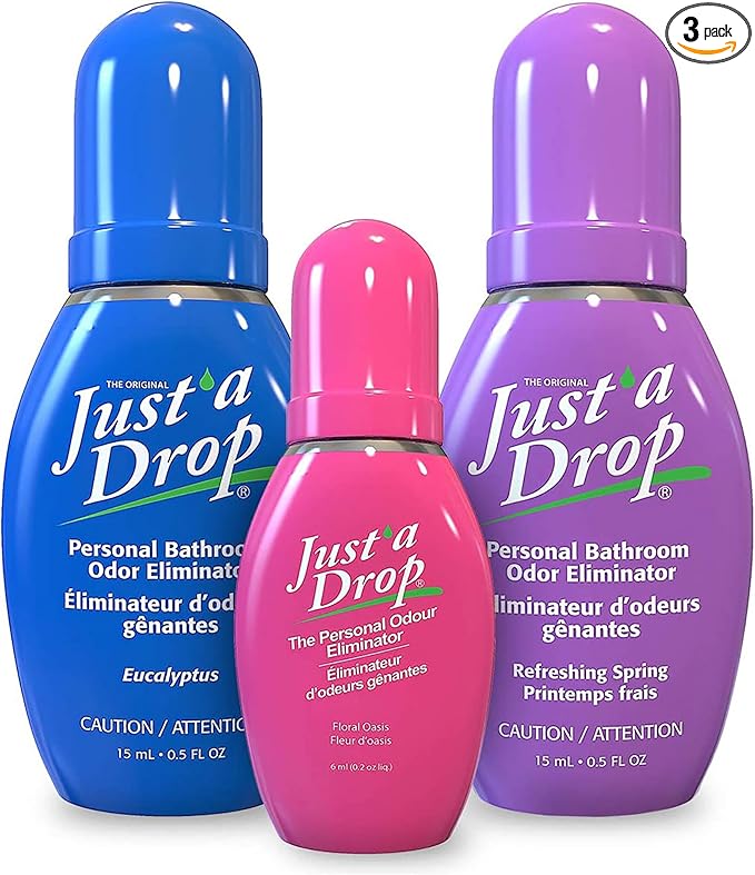 Prelam Just a Drop Odor Eliminator Set - Before You Go Toilet Freshener - Deodorizer Odor Eliminator - Toilet Bowl Freshener for Poop - 3 pc