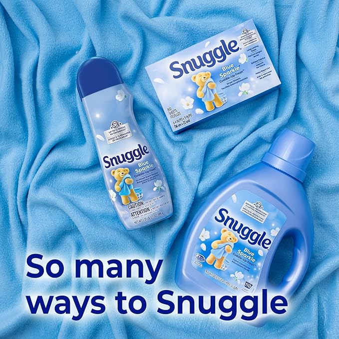 Snuggle In Wash Scent Booster 21 Oz Pack of 4 Blue Sparkle Laundry Beads for Long-Lasting Freshness Fragrance Enhancer for Clothes Bedding &amp Activewear HE Safe