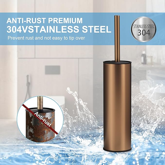 BGL Rose Gold Toilet Brush and HolderStainless Steel Toilet Brushes for Bathroom with Holder