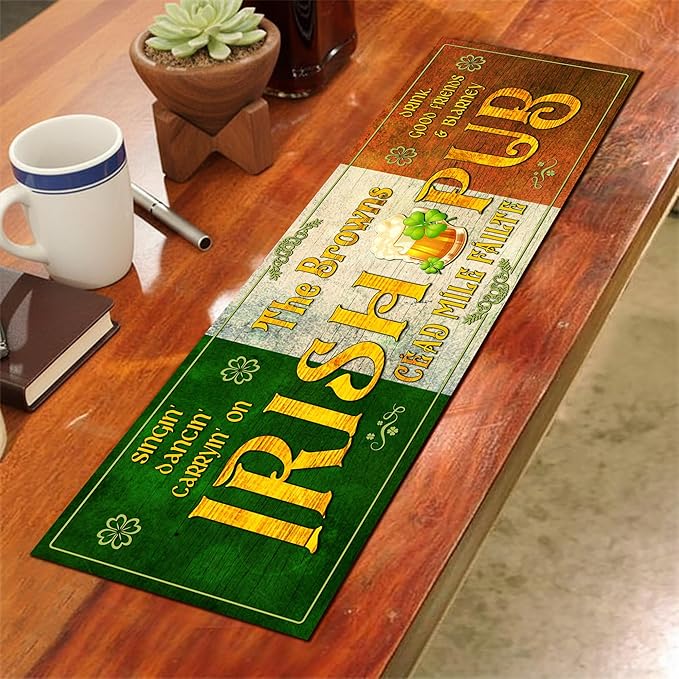 THUYPT Personalized Irish Drying Mat for St Patrick's Day Decor Irish Bar Pub Accessories Spill Mat Countertop Bar Shamrock Dish Drying Mat for Bar Counter Absorbent Coffee Maker (02)