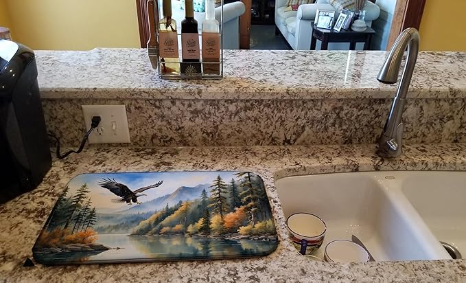 Caroline's Treasures Eagle in Flight Dish Drying Mat Absorbent Dish Drying Mat Pad for Kitchen Counter Dish Drainer Mat for Countertop 14 x 21 Multicolor