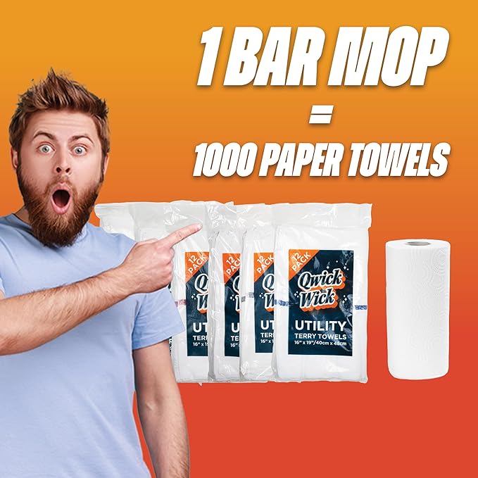 Arkwright Qwick Wick Bar Mop Towels Bulk - (Case of 60) 100% Cotton Quick Dry Dishcloths Super Absorbent Multipurpose Cleaning Rags for Restaurants Kitchen Bathroom Hotel 16 x 19 in Gold Stripe