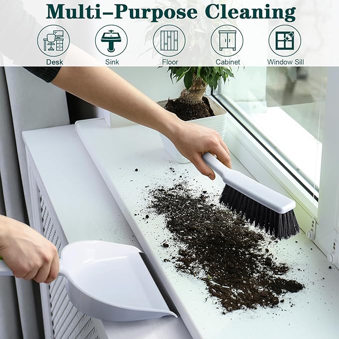 Zubebe 18 Pcs Mini Dustpan and Brush Set Small Broom and Dustpan Set Small Cleaning Brush Portable Hand Broom Set for Home Office Kitchen Table Desktop Floor Cleaning Supplies