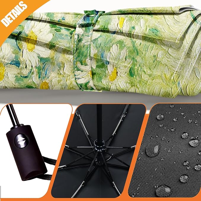 Small Compact Travel Automatic Folding Umbrella for Women Portable Lightweight Rain Wind UV Sun Shade