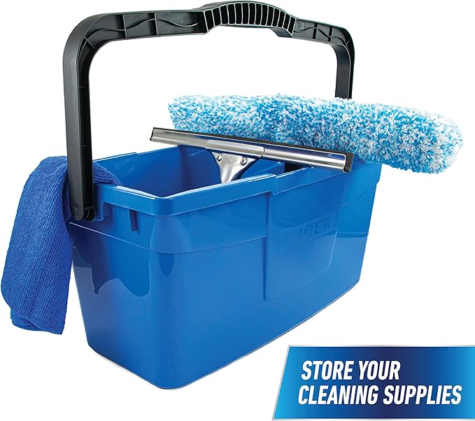 Unger Professional 3 Gallon Bucket – Compact Cleaning Bucket Comfort-Grip Handle 2 Pour Spouts Portable Cleaning Supplies Plastic Mop Bucket for Floor Window &amp Household Cleaning