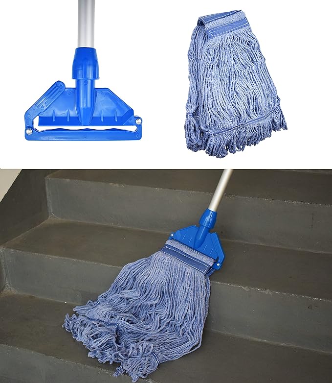 Mop Head Replacement Commercial Heavy Duty String Blue Wet Mop Heads for 3 Typs Commercial Mop Handle(6MediumWeight 16oz)