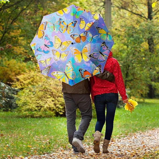 Small Compact Travel Automatic Folding Umbrella for Women Portable Lightweight Rain Wind UV Sun Shade