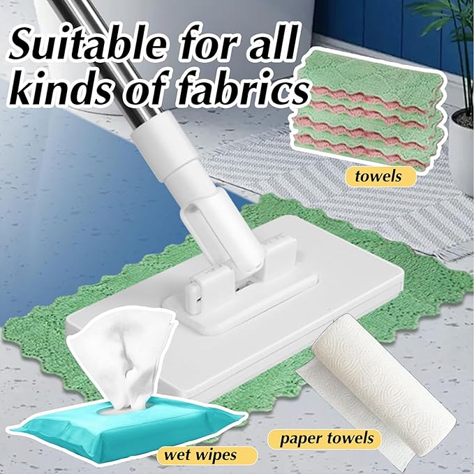 Mopa Desechable para Polvo Con 4 Paños ReutilizablesNo-Wash MopHands-Free Face Wash Towel Mop Dry Wet Mop for House Wall Bathroom Toilet Corners Door Window Gaps