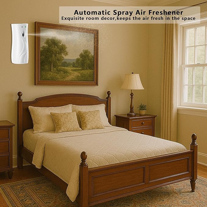 Automatic Air Freshener Spray Dispenser 2-Pack Wall Mounted or FreestandingMultiple Time SettingsCommercial and Home Use in Bathrooms Offices Living Rooms and Commercial Places (White 1121)