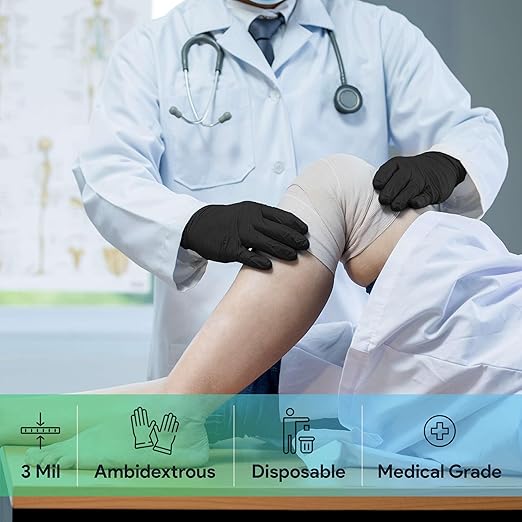 Black Small Nitrile Gloves Case of 1000 - Medical Grade - Latex-Free Powder-Free - Disposable Nitrile Gloves - Medical Exam Lab and Industrial Use