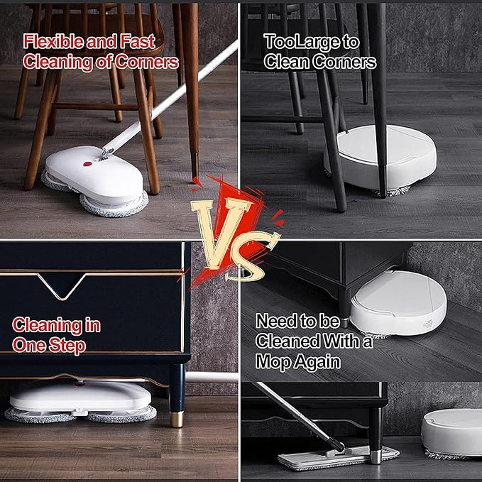 Cordless Electric Spin Mop Power Mop with 4 Floor Scrubber Pads/Automatic Cleaning Bucket/Water SprayerLightweight &amp RechargeableSuitable for Wooden Marble Tile Hardwood Floor.