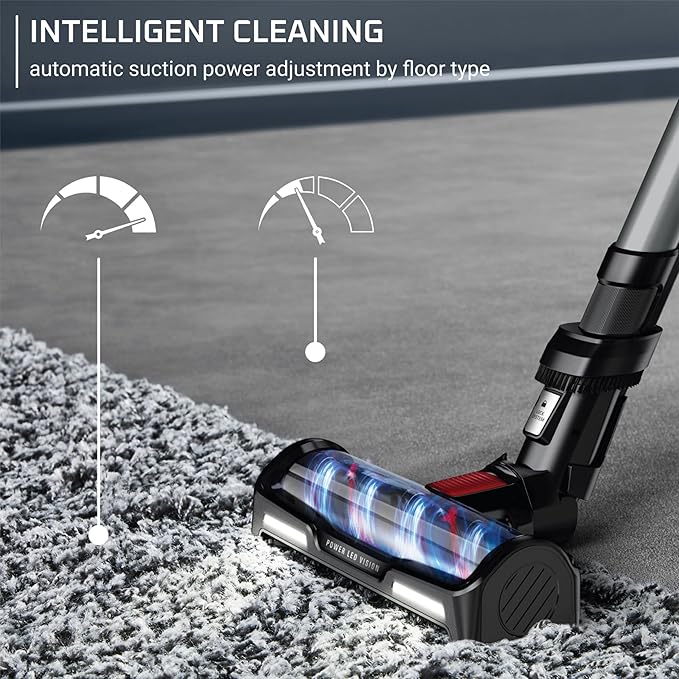 Rowenta Cordless Vacuum Cleaner X-Force Flex 12.60 Vacuum 30.4 Oz XL Dust Container Flex technology Automatic Floor Detection 45Min Run Time 3Hr Charging Time For Pet 150 Air Watts Red