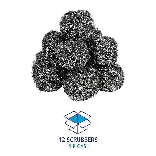 Boardwalk Stainless Steel Scrubber Large Size 2.5 x 2.75 Steel Gray 12/Carton