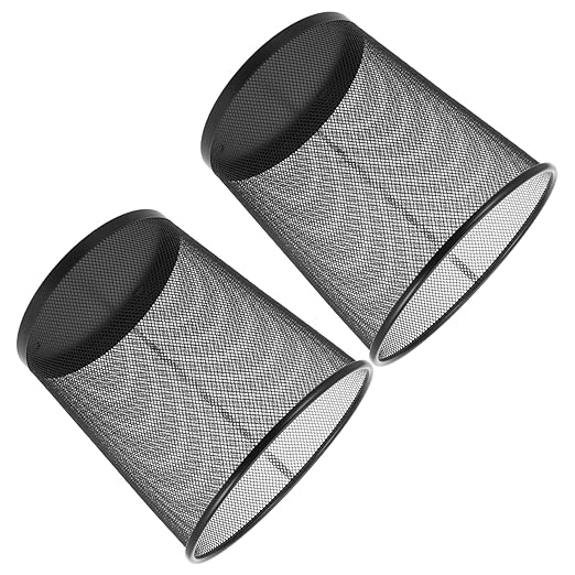 VOSAREA 2pcs Simple Style Metal Trash Container Round Wastebasket for Home Supplies