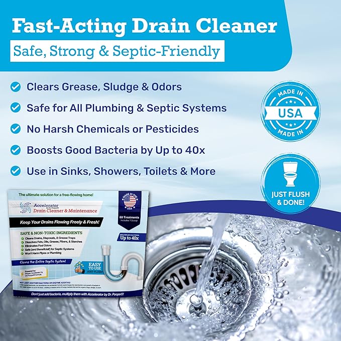 Drain Cleaner &amp Maintenance - Keeps Drains Pipes &amp Grease Traps Clean and Flowing Smoothly - Eliminates Odors - Non-Toxic &amp Pesticide-Free - Septic-Friendly - Made in USA