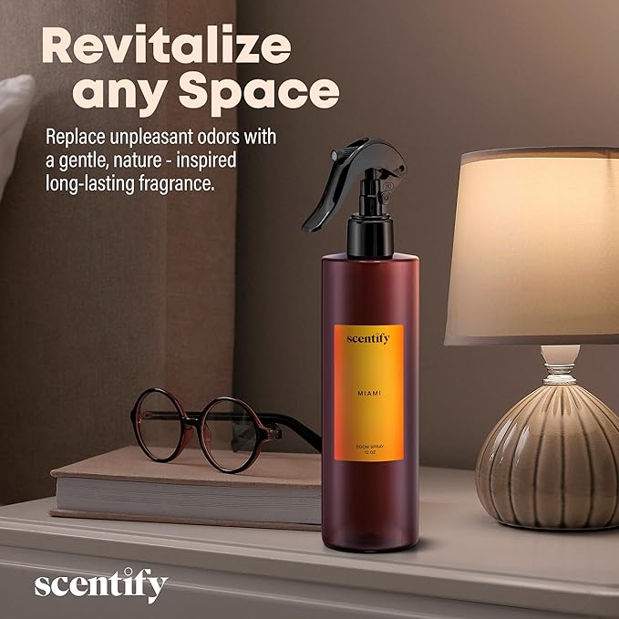 Scentify Miami Odor Neutralizing Room Spray – Luxury Cashmere Floral &amp Musky Wood Fragrance Instant Odor Eliminator for Home Office &amp Car – 12 oz