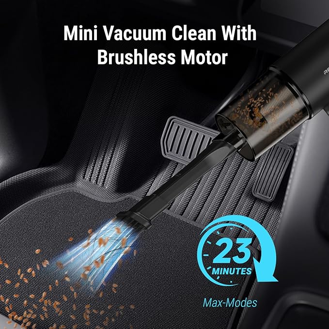 REIKIYA Car Vacuum Cleaner Portable Cordless 14000PA Compressed Air Duster 150000RPM Blower for Keyboard Computer Cleaning with LED Light&amp 7800mAh Battery Inflator Pump for Balls Inflatable Mattr
