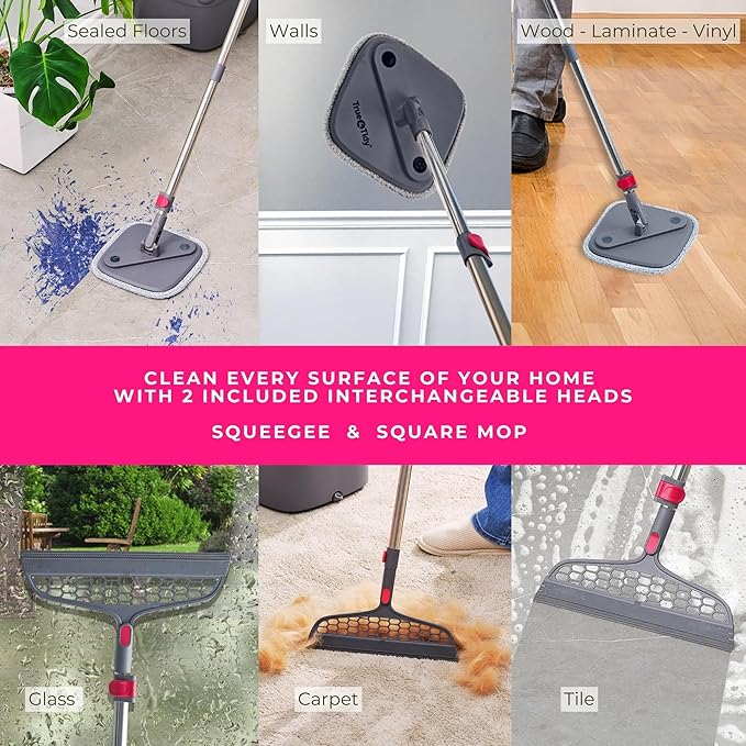Square Spin &amp Bucket Smart Floor Mop with Separate Compartments for Clean and Dirty Water Self Cleaning (Mop Bucket with Squeegee Sweeper)