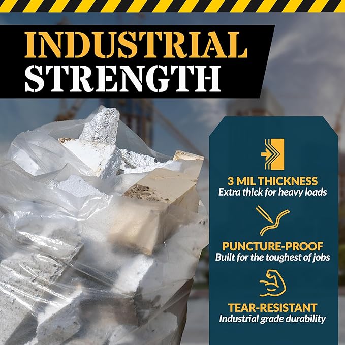Reli. Contractor Garbage Bags 55 Gallon | 20 Trash Bags | Heavy Duty | Clear Contractor