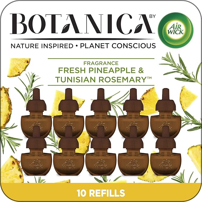 Botanica by Air Wick Plug in Scented Oil Refill 10ct Fresh Pineapple and Tunisian Rosemary Essential Oils Air Freshener Eco Friendly