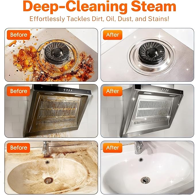 IPOW Steam Cleaner 6-Level Adjustable 15s Fast Heat-Up with 1250ml Tank and 16 Accessories for Cleaning Kitchen FloorToilet Bathroom Car SeatsWindows