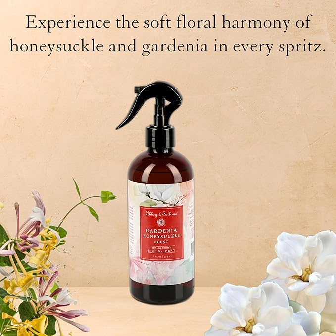 Abbey &amp Sullivan Linen Spray Gardenia Honeysuckle Fabric Freshener and Fragrance Room Spray Pack of 2 16 oz