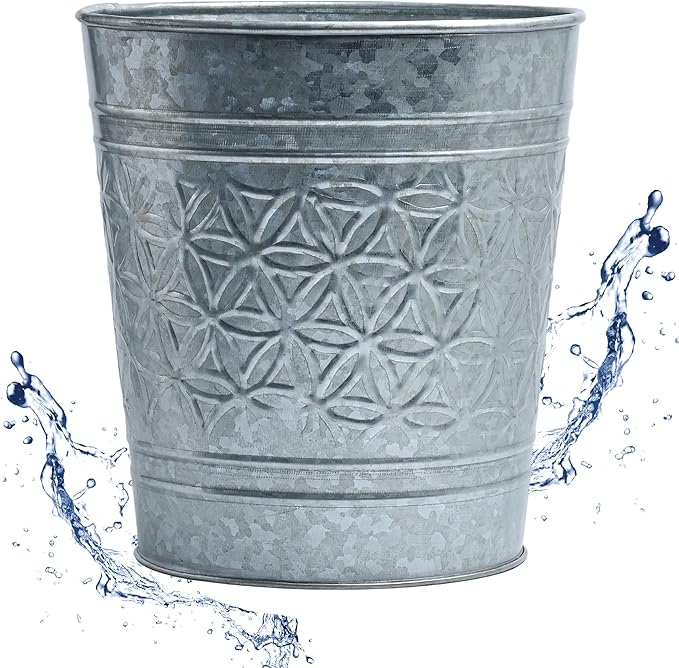 Autumn Alley Farmhouse Bathroom Trash Can Garbage Can Round Open Top Garbage Basket Bin for Home Office Rustic Trash Can Cute Decorative Wastebasket Rustic Bathroom Decor Galvanized