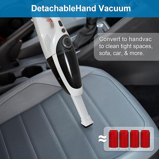 Intercleaner 2 in 1 Handheld &amp Stick Cordless Vacuum Cleaner 2-Speed Powerful Suction Lightweight with LED Bagless Stick Vac with Handheld for Hardwood Floor Carpet Car Pet Hair Ultra Quiet