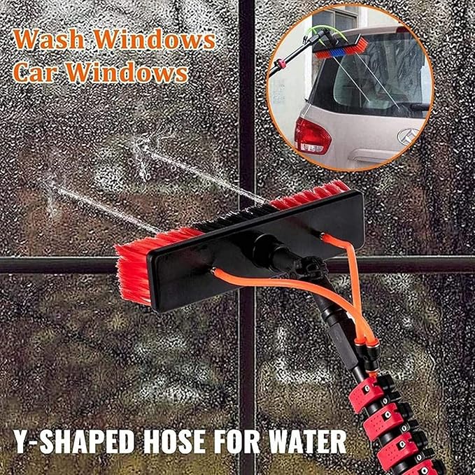 Cleaning Kit Telescopic Brush3.6m-10.8m Window Cleaning PoleWater Fed Pole Kit with Hose SprayExtendable Solar Panel Water Spray Cleaning Brush Window Cleaner Kit Safe and Clean Su