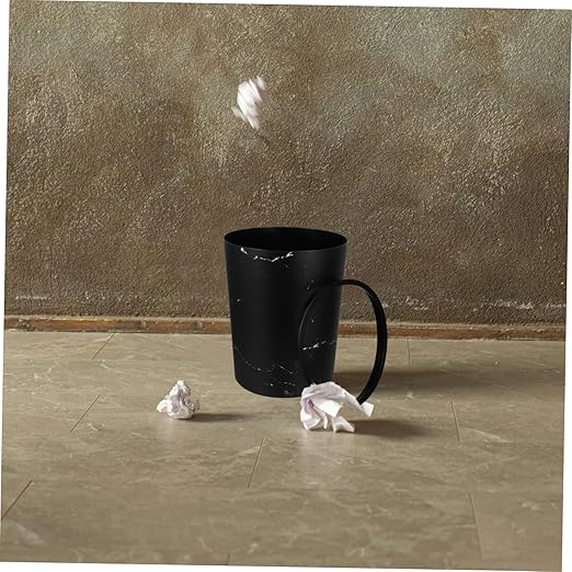 Cabilock Plastic Waste Basket Marble Pattern Large Capacity Kitchen Trash Can Office Bathroom Wastebasket Press Ring