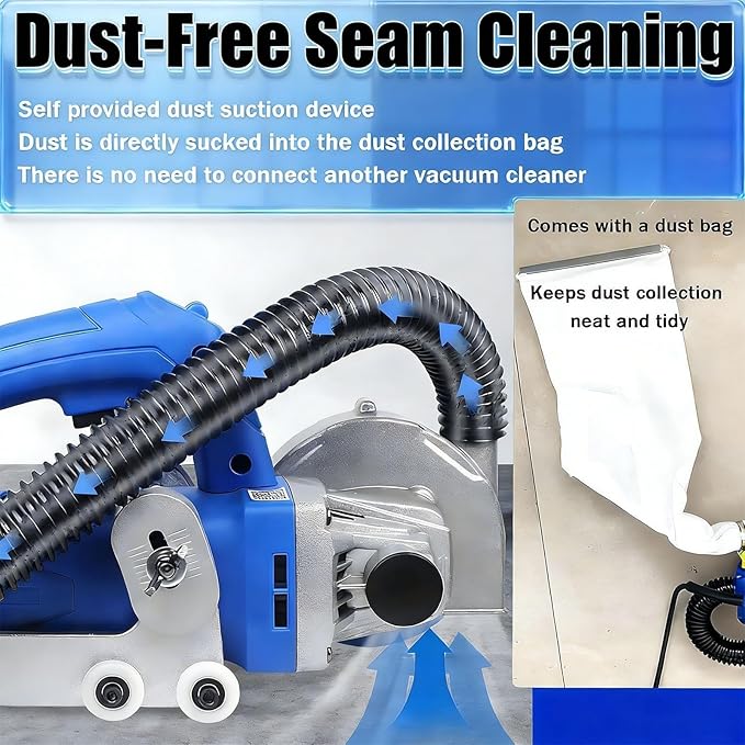 Grout Removal Tool Electric 1200W - Automatic Tile Grout Cleaner With Dust Collection 9000r/min Heavy Duty Machine For Cleaning Floor &amp Wall Grout Blades Included(220V2.2mm)
