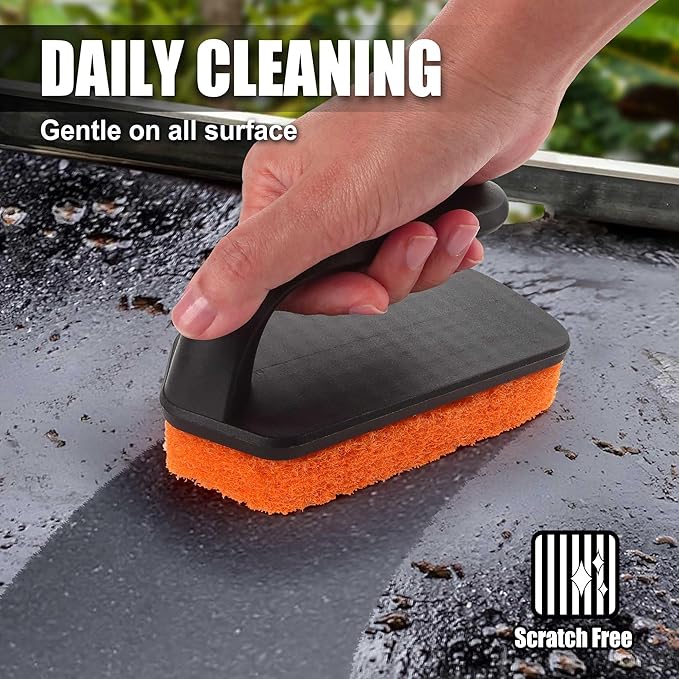 GRILLART Griddle Cleaning Kit for Blackstone Flat Top Grill Cleaning Kit with Grill Stone Griddle Scraper Scouring Pad and Handles Multifunctional Griddle Accessories for Rusty Grills Orange