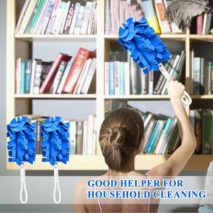 20Pcs Fleece Duster Refills Reusable Dusters Compatible with Swiffer with 3pcs Handles Washable Dusters Pads for Cleaning Ceiling Hardwoods Window Kitchen Floor 5 Colors