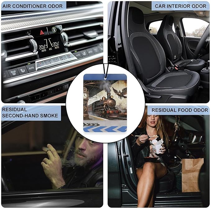 5PCS Car Air Freshener Hanging Personalized Double Sided Steampunk Express Car Fresheners Long Lasting New Cars Scents Cute Automotive Freshies for Closets Drawers (tea)