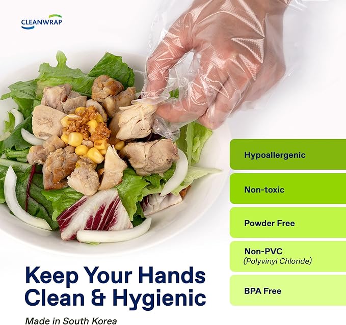 CleanWrap Complete Hygiene Solution - 1000 Pieces of Premium LDPE Disposable Gloves and 225 Zipper Bags
