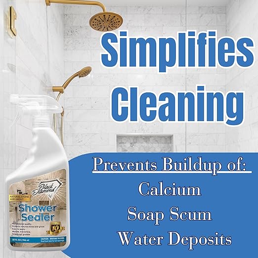 Black Diamond Stoneworks Shower Glass Cleaner Spray &amp Natural Stone Shower Sealer – 2 Pack Bathroom Bundle for Crystal-Clear Glass and Long-Lasting Stone Protection