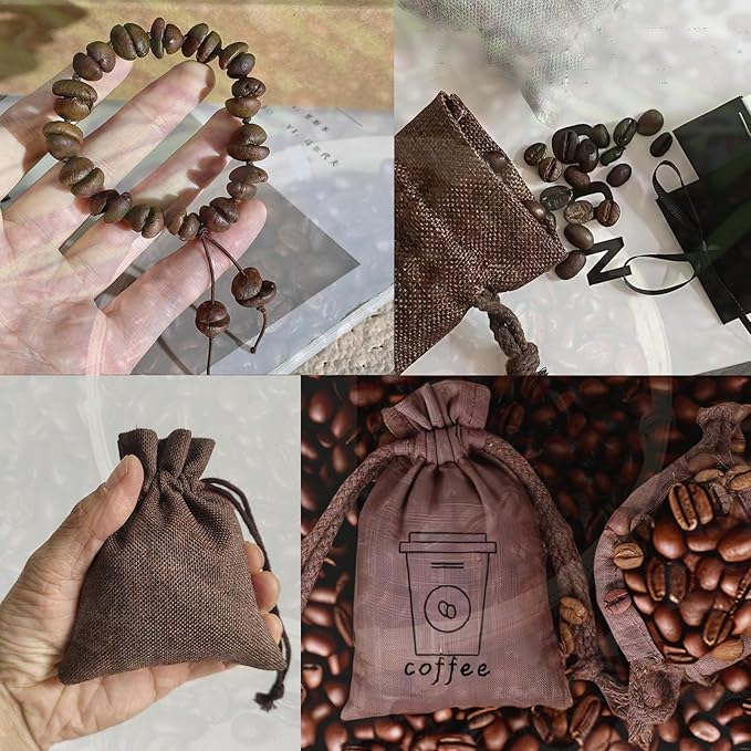 Generic Car Air Purifier Coffee Bean 2 packs Car Air Freshener Natural Coffee Bean Aroma without Addition Car Air Freshener Pack for Drawer and Closet Home Perfume