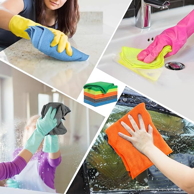 Microfiber Cleaning Cloths – 50 Pack 15x15 Ultra Soft Lint-Free Quick-Dry Towels for Cleaning Car Home Kitchen &amp Garage – Reusable Microfiber Rags